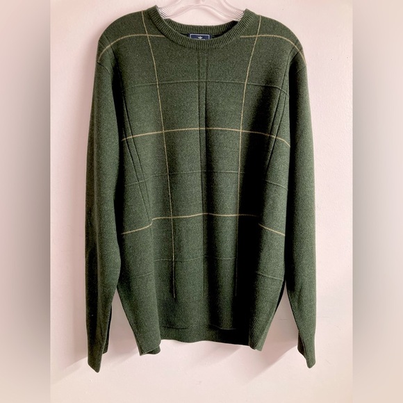 Dockers’ Men’s Classic Pullover Sweater, Large, Dk Green/Tan - Picture 1 of 5